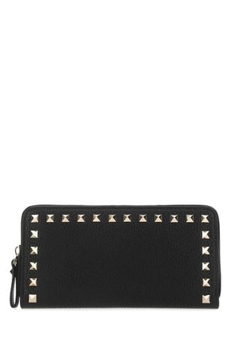 Black Leather Rockstud Wallet - Valentino Garavani - Modalova