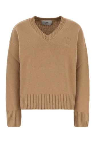 Camel Wool Blend Oversize Sweater - Ami Alexandre Mattiussi - Modalova