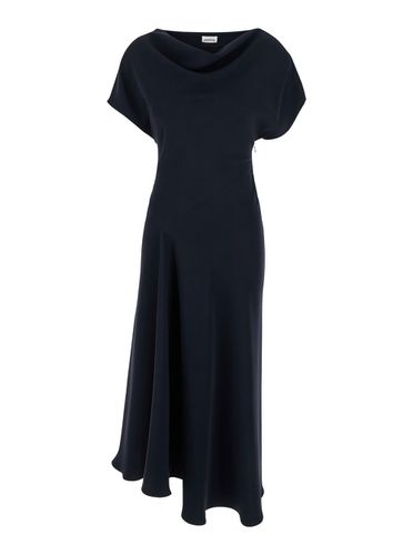 Midi Dress With Draped Neckline In Fabric Woman - Parosh - Modalova