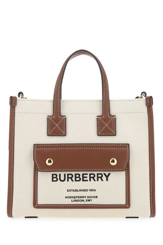 Two-tone Canvas And Leather Mini Freya Handbag - Burberry - Modalova