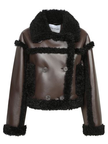 Black Faux Shearling Jacket - STAND STUDIO - Modalova