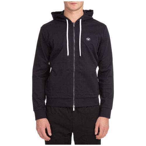 Logo Patch Zipped Drawstring Hoodie - Giorgio Armani - Modalova