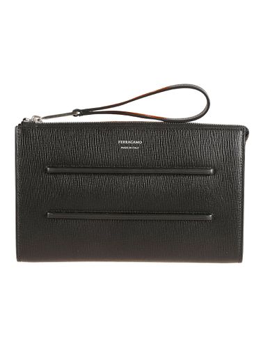 Ferragamo Logo Top Zip Clutch - Ferragamo - Modalova