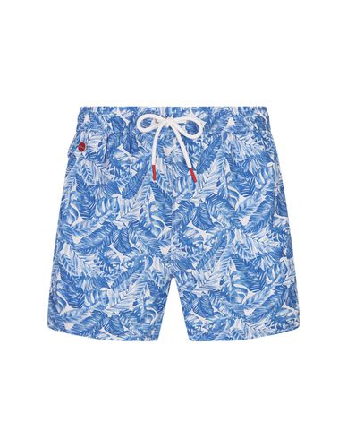 White Swim Shorts With Light Foliage Print - Kiton - Modalova