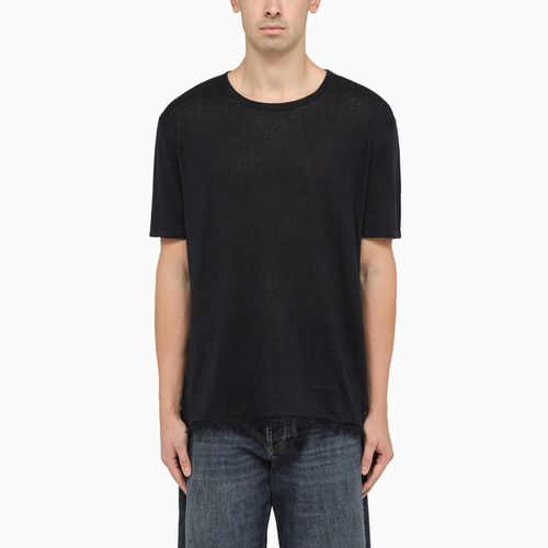 Dark Linen Crew-neck T-shirt With Details - Alanui - Modalova