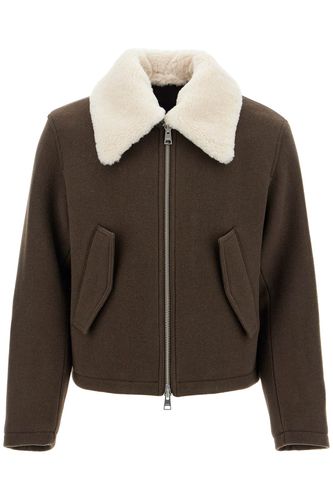 Boxy Shearling Jacket With Collar - Ami Alexandre Mattiussi - Modalova