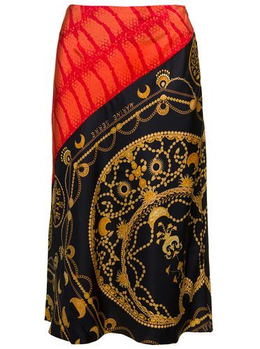 Midi Skirt With All-over Ornament Jewelry Print In Silk Woman - Marine Serre - Modalova