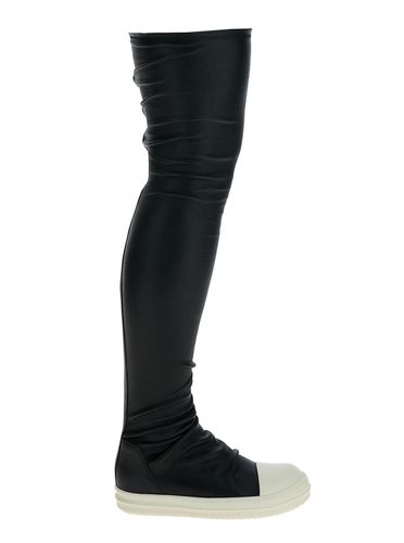 Knee-high Sneakers With Platform In Leather Woman - Rick Owens - Modalova