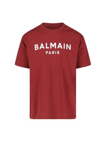 Crewneck T-shirt With Contrasting Logo Lettering Print - Balmain - Modalova