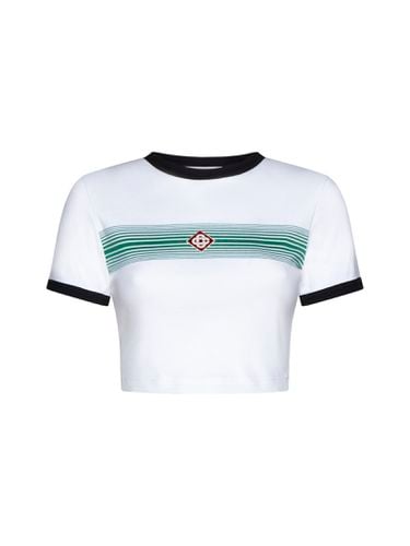 Logo Striped Cotton Crop T-shirt - Casablanca - Modalova