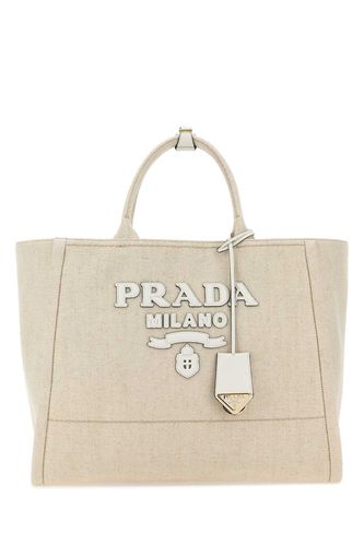 Prada Sand Canvas Shopping Bag - Prada - Modalova