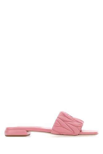 Miu Miu Pink Nappa Leather Slippers - Miu Miu - Modalova