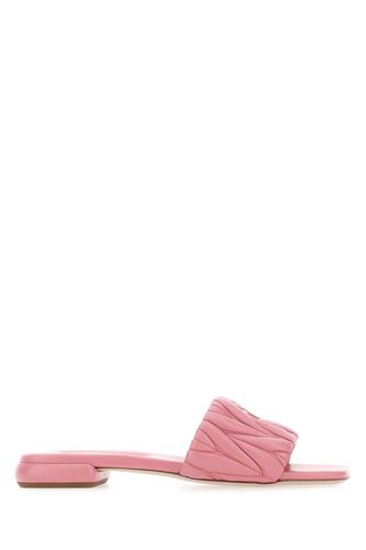 Miu Miu Pink Nappa Leather Slippers - Miu Miu - Modalova