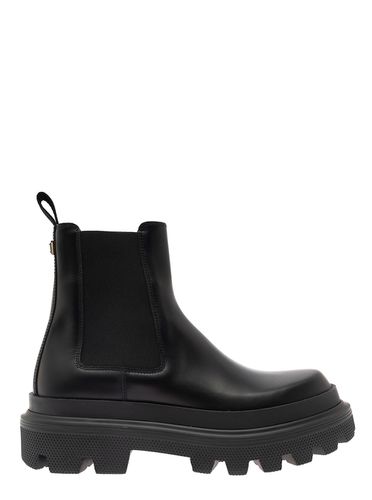 Chelsea Ankle Boots With Chunky Platform With Logo Plaque In Leather Blend Man - Dolce & Gabbana - Modalova