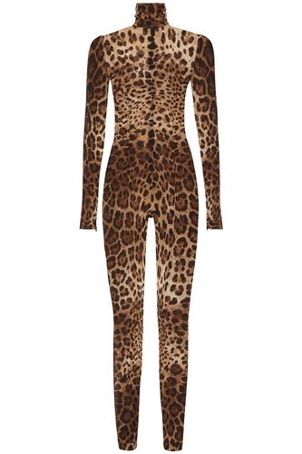 Leopard Print Silk Chiffon Jumpsuit - Dolce & Gabbana - Modalova