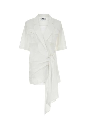 MSGM White Poplin Mini Dress - MSGM - Modalova