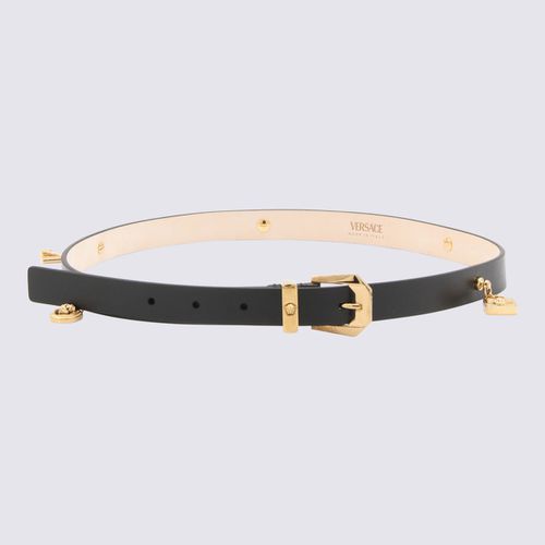 Black Leather And Gold Medusa Belt - Versace - Modalova