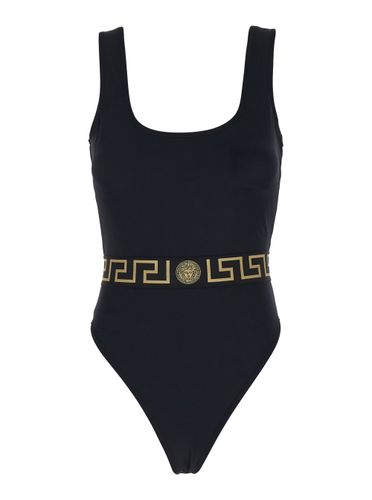 One-piece Swimsuit With Greca And Medusa Band In Stretch Polyamide Woman - Versace - Modalova