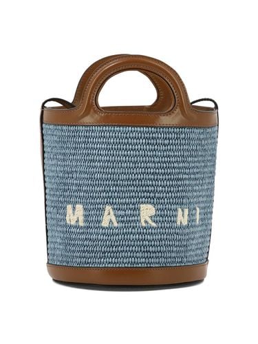 Tropicalia Mini Bag In Leather And Light Blue Raffia - Marni - Modalova