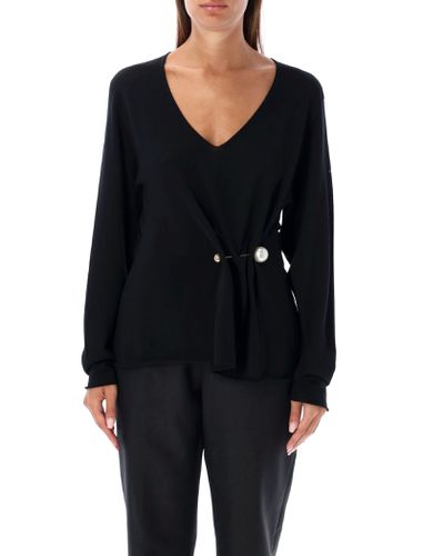 V-neck Brooch Sweater - Philosophy di Lorenzo Serafini - Modalova