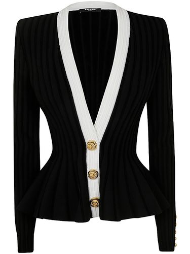 Balmain V-neck Velvet Knit Jacket - Balmain - Modalova