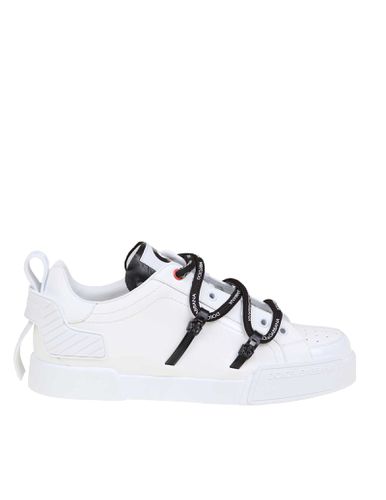 Portofino Sneakers In Calfskin And Paint - Dolce & Gabbana - Modalova