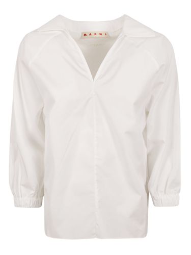 V-neck Quarter-length Sleeve Plain Blouse - Marni - Modalova