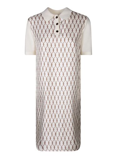 Short Sleeves Ivory/brown Polo Shirt Dress - Tory Burch - Modalova