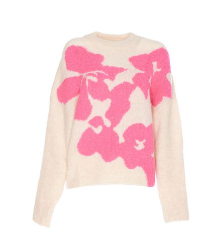 Ecru And Neon Pink Floral Intarsia-knitted Sweater - Essentiel Antwerp - Modalova