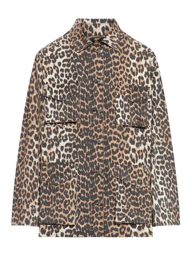 Ganni Leopard Cotton Canvas Jacket - Ganni - Modalova