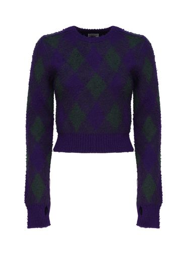 Cropped Sweater In Argyle Wool - Burberry - Modalova