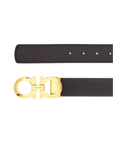 Dark Brown Calf Leather Reversible Belt - Ferragamo - Modalova