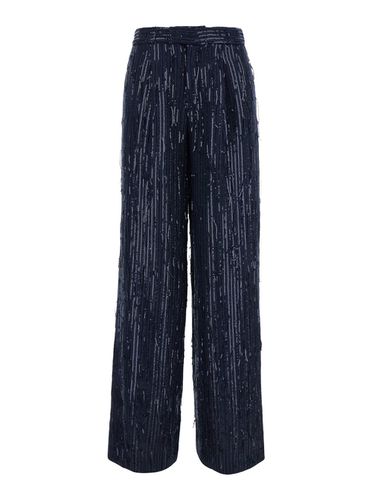 Sequin Palazzo Pants In Tech Fabric Woman - Federica Tosi - Modalova