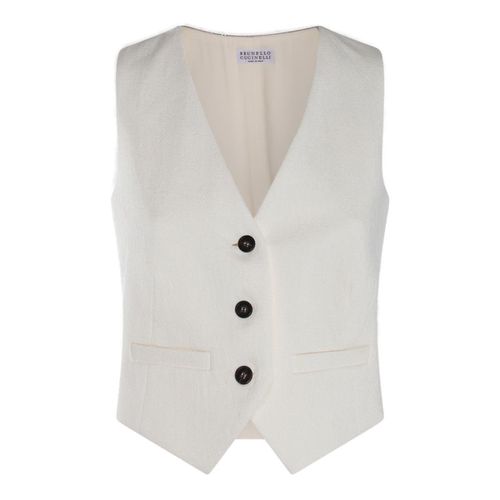 Herringbone-pattern V-neck Button-down Gilet - Brunello Cucinelli - Modalova