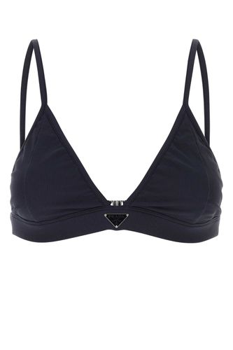 Navy Blue Stretch Nylon Bikini Top - Prada - Modalova