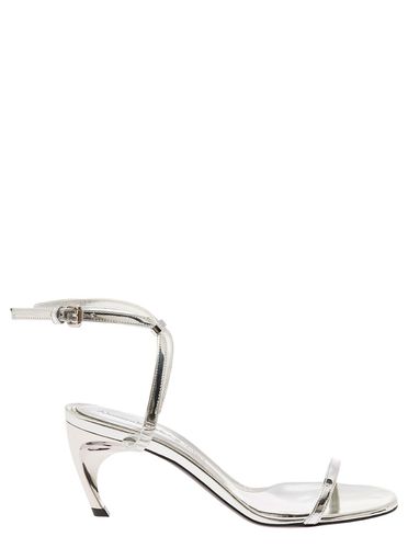 Silver Sandals With Armadillo Heel In Leather Woman - Alexander McQueen - Modalova