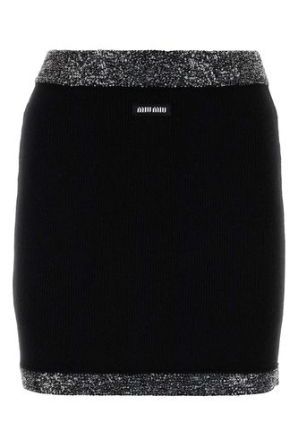 Black Stretch Cashmere Blend Mini Skirt - Miu Miu - Modalova
