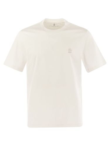 Crew-neck Cotton Jersey T-shirt With Printed Logo - Brunello Cucinelli - Modalova