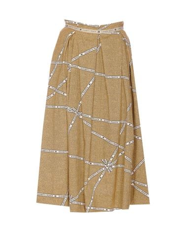 Raffia Print And Ribbon Skirt - Elisabetta Franchi - Modalova