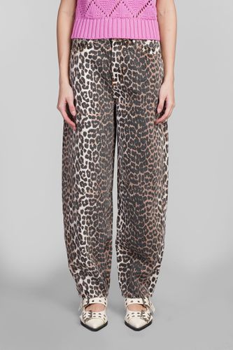 Ganni Jeans In Animalier Cotton - Ganni - Modalova