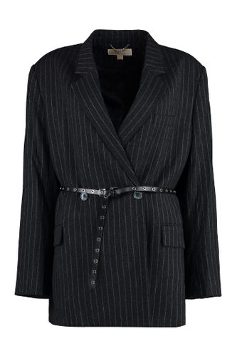 Pinstripe Double Breasted Blazer - MICHAEL Michael Kors - Modalova