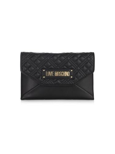 Shiny Quilted Clutch Bag - Love Moschino - Modalova