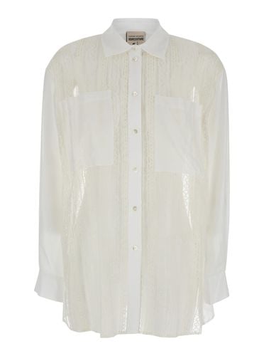 Panelled Lace Design Shirt In Cotton Blend Woman - SEMICOUTURE - Modalova