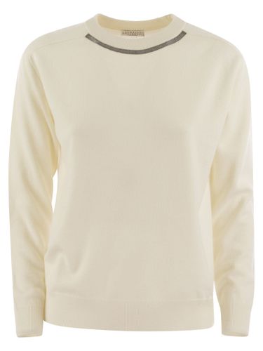 Cashmere Sweater With Neck Jewel - Brunello Cucinelli - Modalova