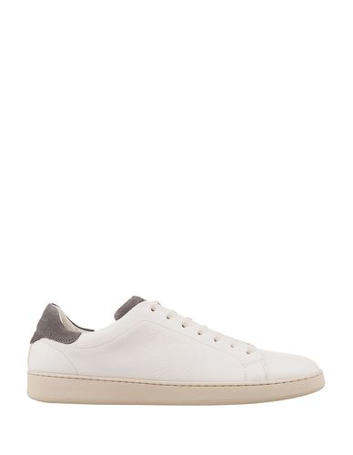 White Leather Sneakers With Taupe Details - Kiton - Modalova