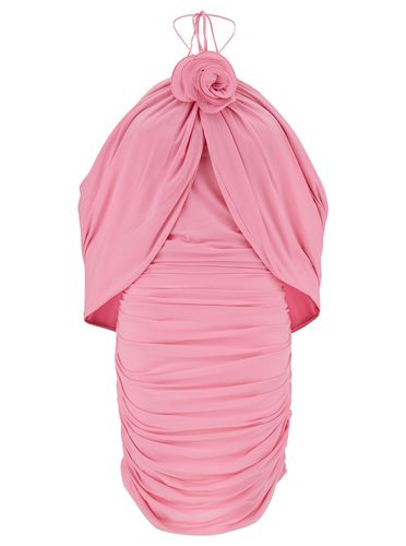 Mini Pink Dress With Cape And Rose Patch In Stretch Polyamide Woman - Magda Butrym - Modalova