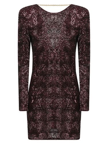 Sequin Embroidery Tulle Boxy Midi Dress - Elisabetta Franchi - Modalova