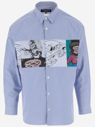 Striped Cotton Shirt With Graphic Print - Comme des Garçons - Modalova