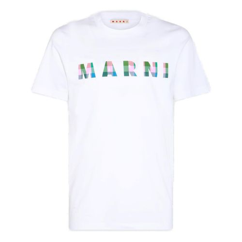 Gingham Logo-printed Crewneck T-shirt - Marni - Modalova