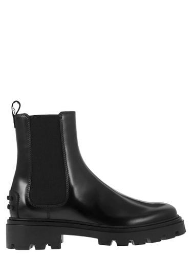 Beatles Bootie With Stretch Inserts And Rubber Detail In Leather - Tod's - Modalova